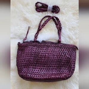 Elegant Purple Woven Tote Bag